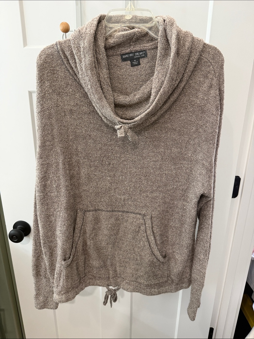 Barefoot Dreams Taupe Cowl Neck Plush Pullover